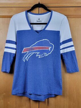 Women's Fanatics NFL Buffalo Bills Football V-Neck 3/4 Sleeve Tee - S
